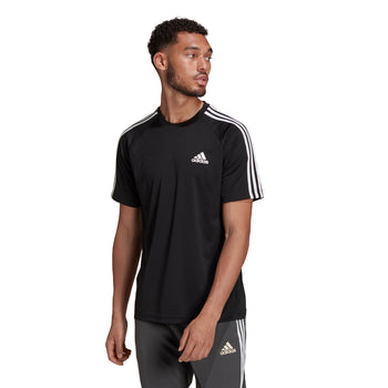 T-shirt nera da uomo adidas AEROREADY Sereno 3-Stripes, Abbigliamento Sport, SKU a722000267, Immagine 0